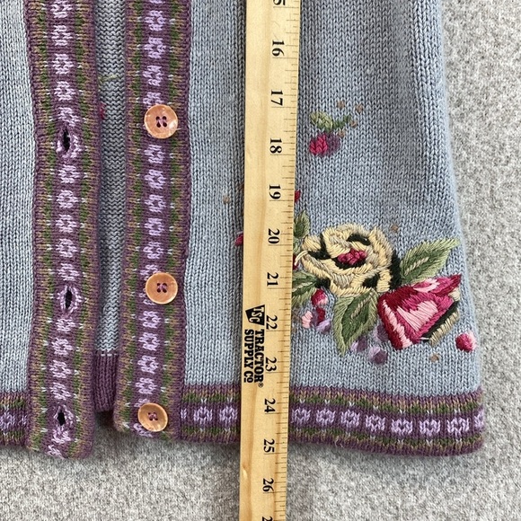 Vtg. Herman Geist hand embroidered cardigan S cottagecore floral 80's feminine - Picture 4 of 12